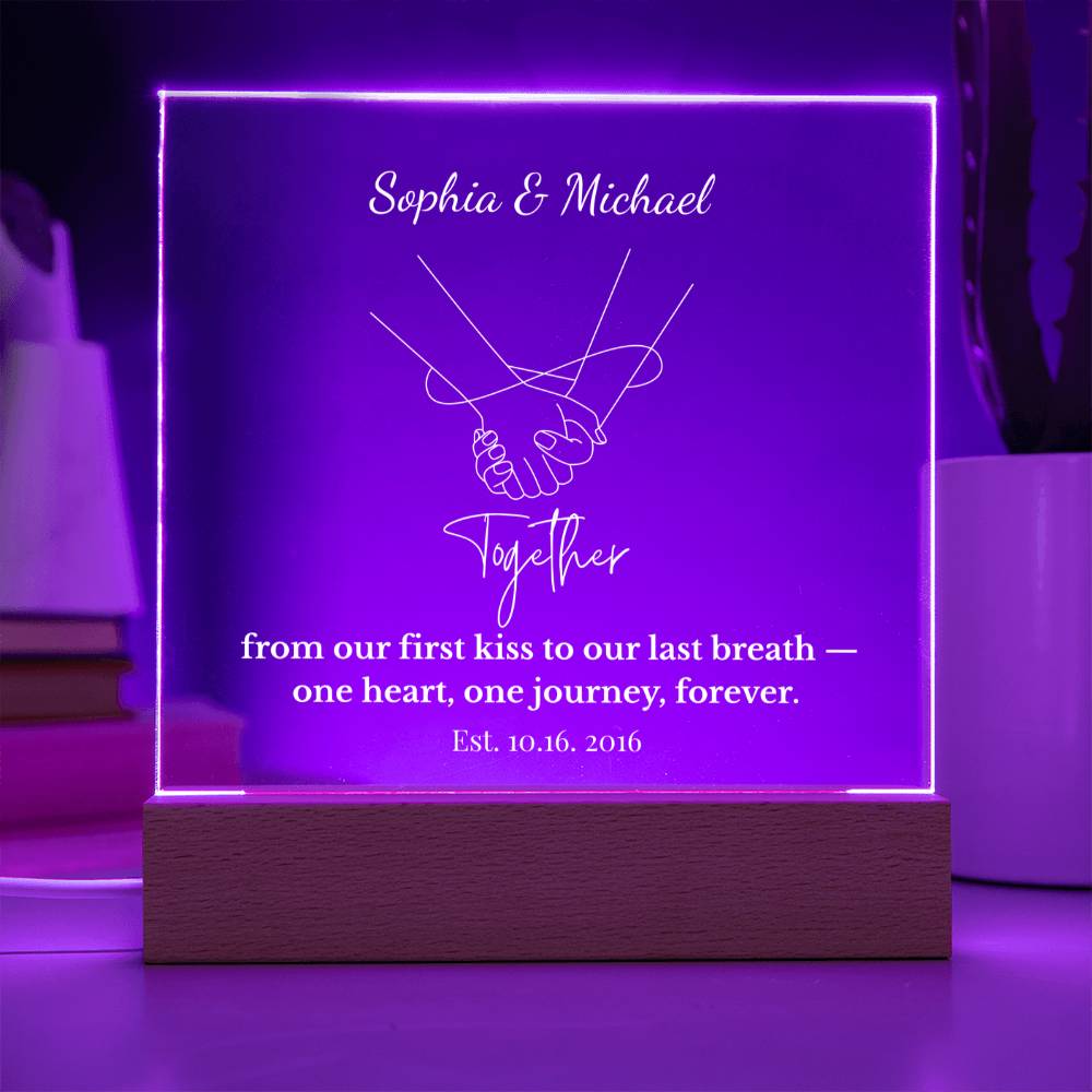 Personalized Together One Heart One Journey Acrylic Square Plaque
