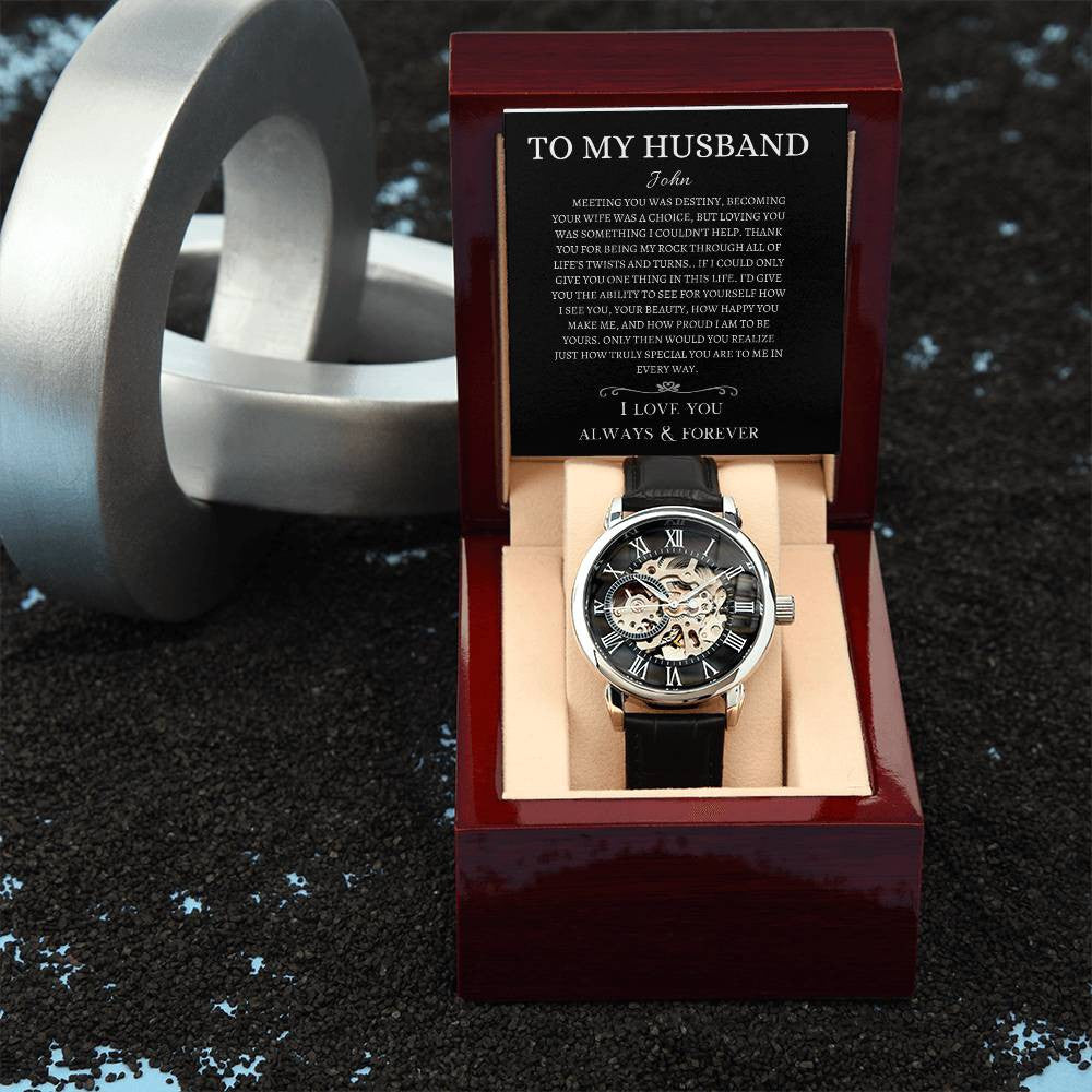 Personalized Men's Openwork Watch Meeting You Was Destiny To My Husband