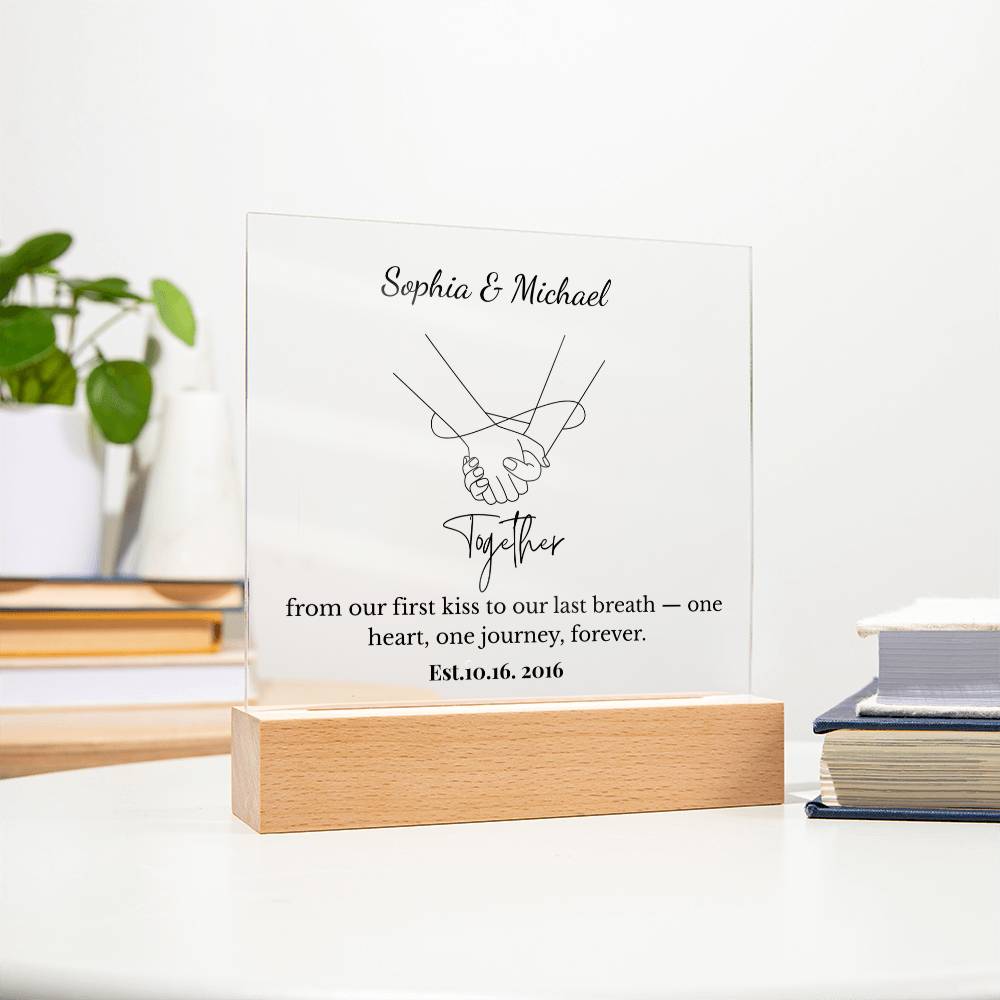 Personalized Together One Heart One Journey Acrylic Square Plaque