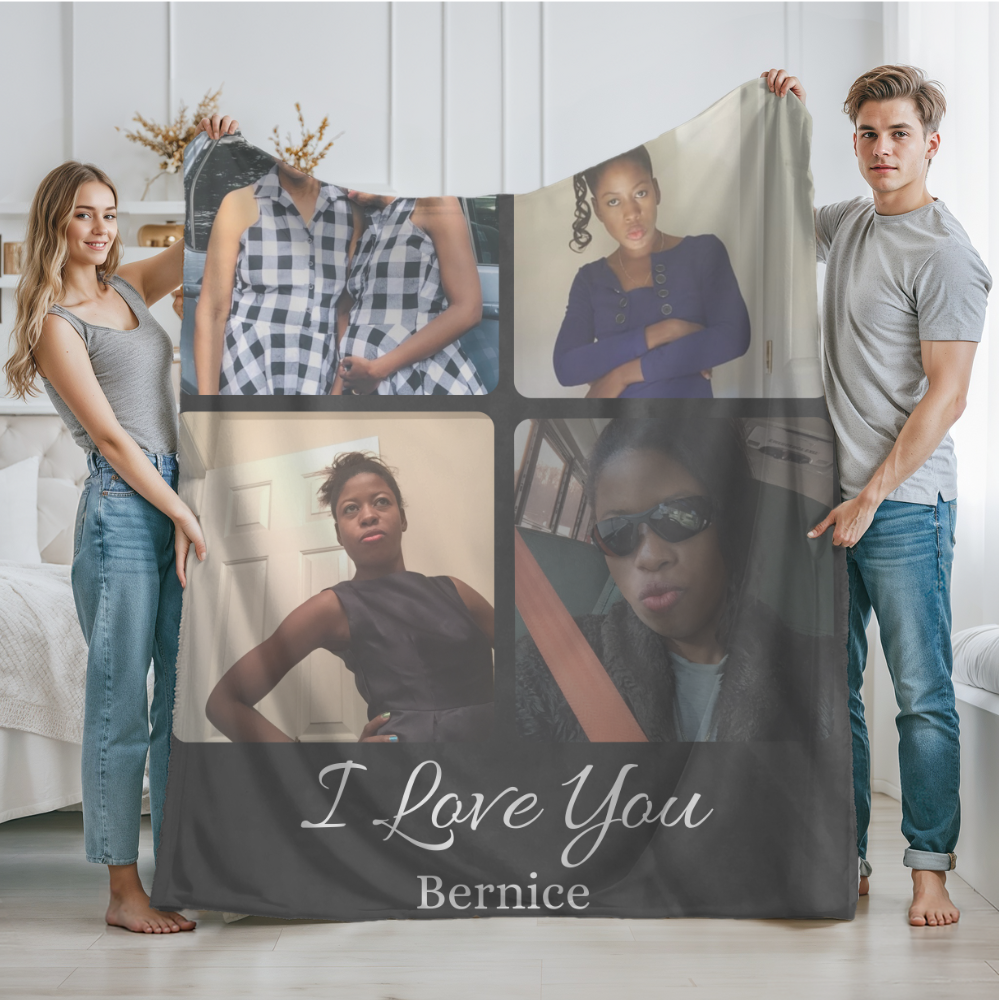 personalized Photo Blanket I Love You