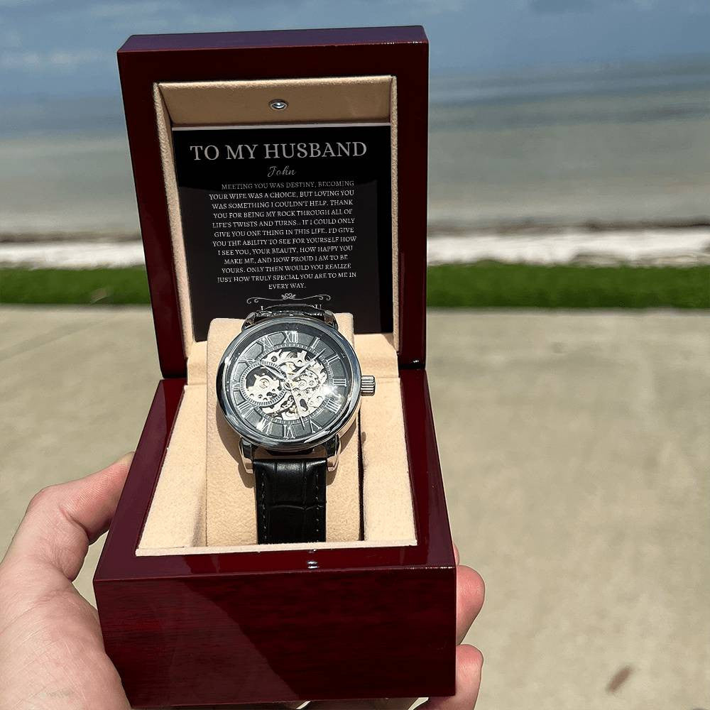 Personalized Men's Openwork Watch Meeting You Was Destiny To My Husband