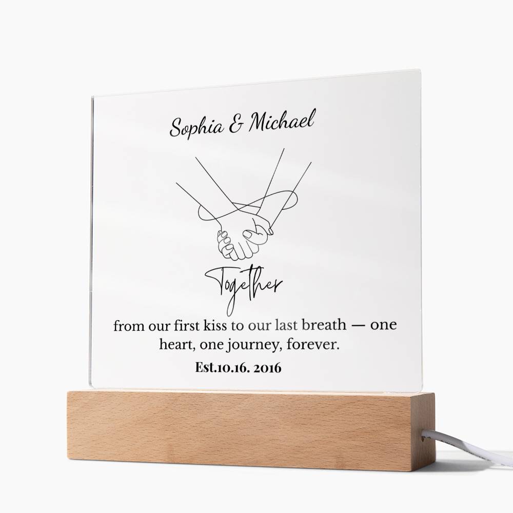 Personalized Together One Heart One Journey Acrylic Square Plaque