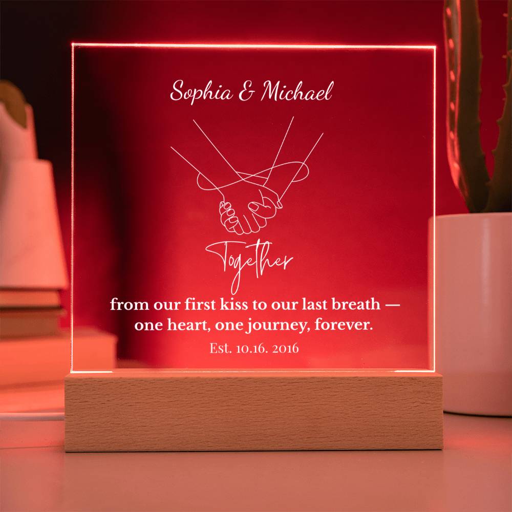 Personalized Together One Heart One Journey Acrylic Square Plaque