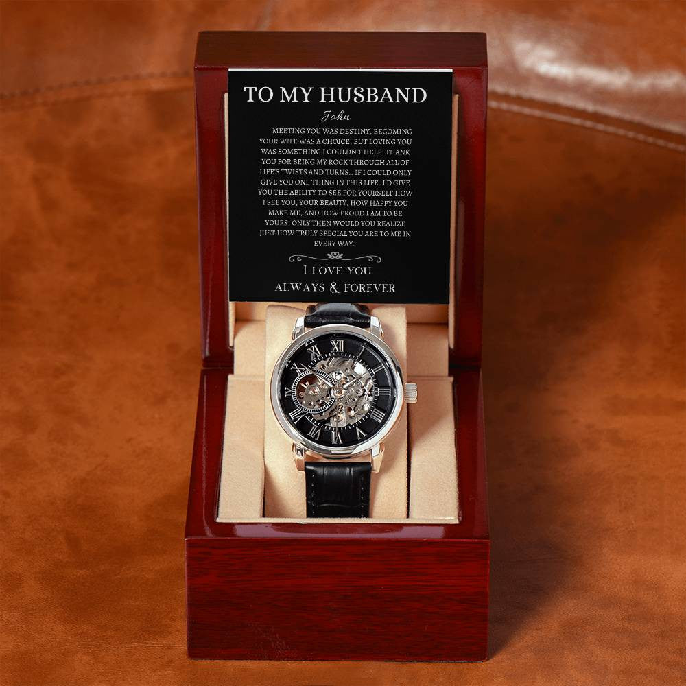 Personalized Men's Openwork Watch Meeting You Was Destiny To My Husband