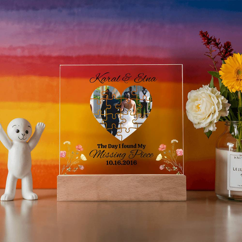 Personalized couple Puzzle Square Plaque