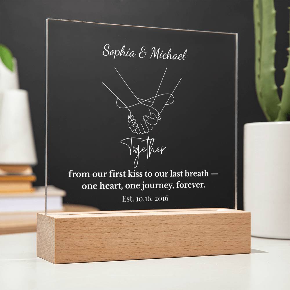Personalized Together One Heart One Journey Acrylic Square Plaque