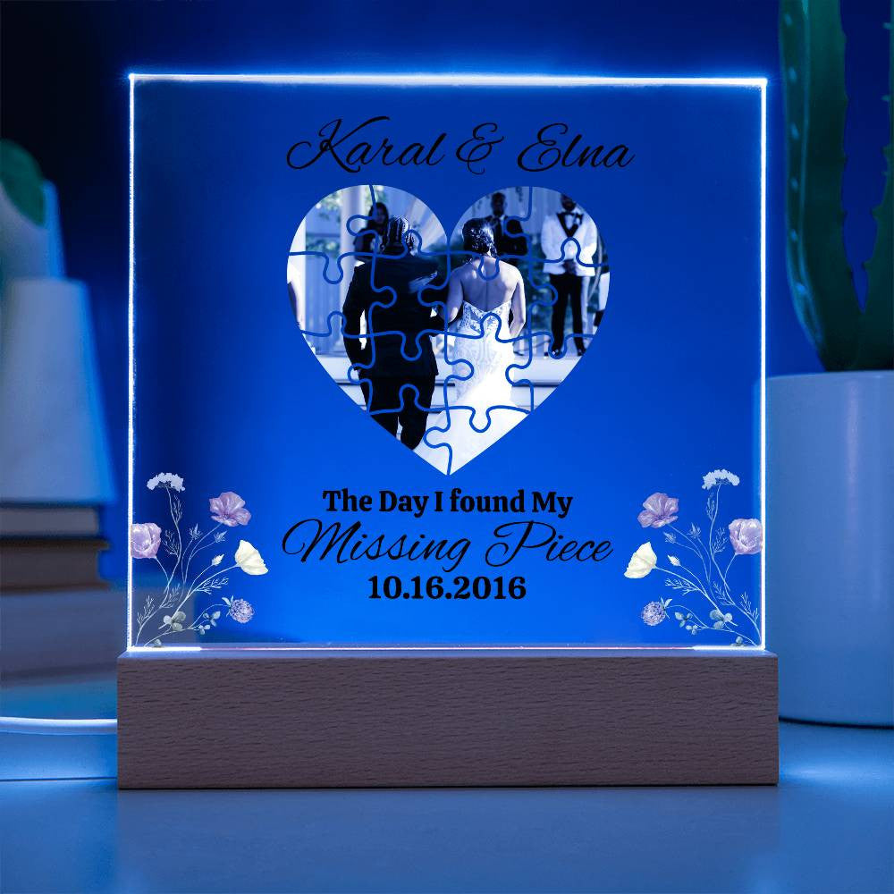 Personalized couple Puzzle Square Plaque