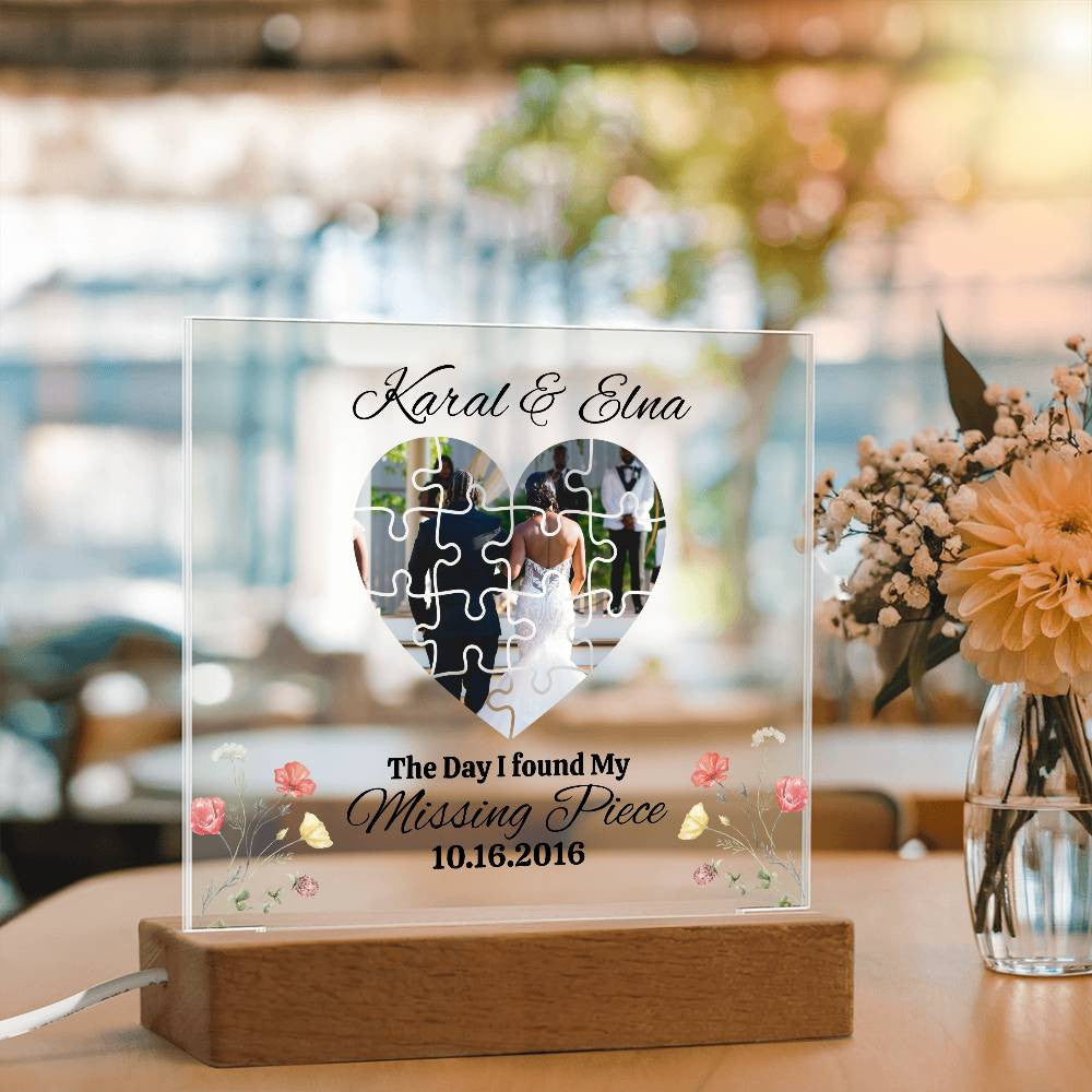 Personalized couple Puzzle Square Plaque