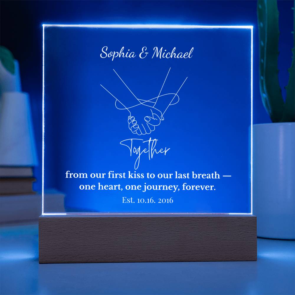 Personalized Together One Heart One Journey Acrylic Square Plaque