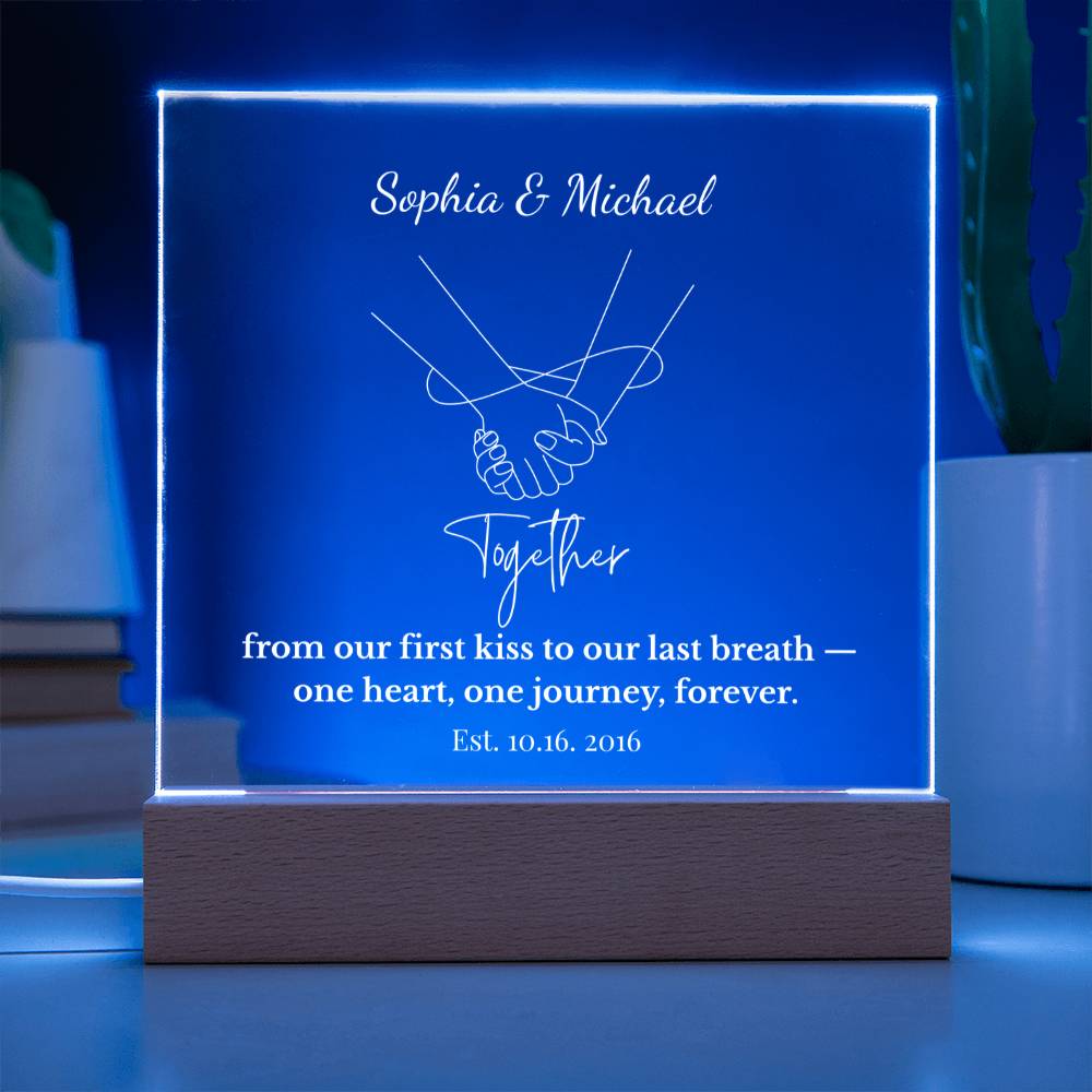 Personalized Together One Heart One Journey Acrylic Square Plaque