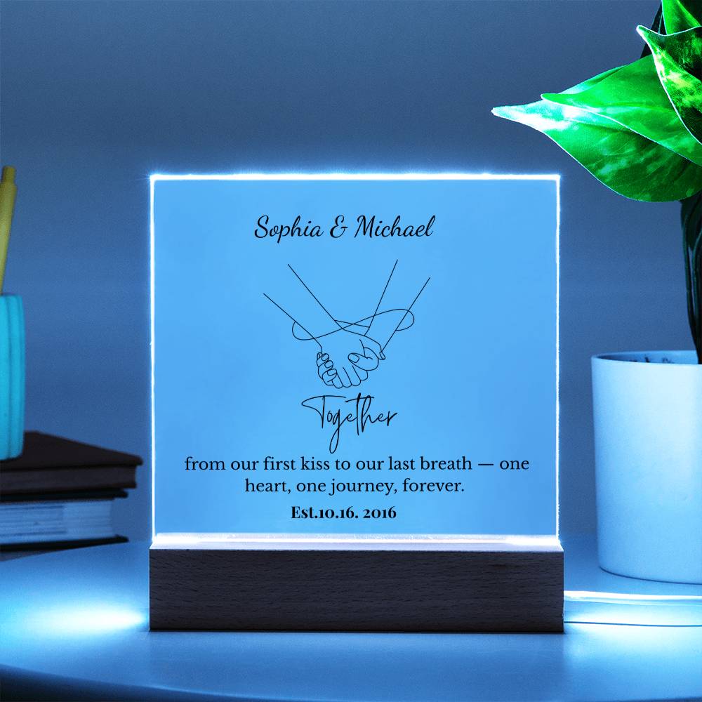 Personalized Together One Heart One Journey Acrylic Square Plaque
