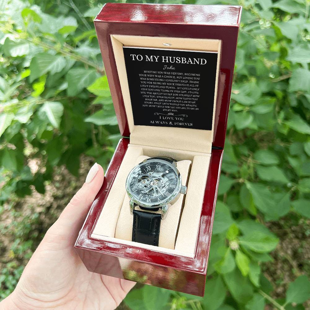 Personalized Men's Openwork Watch Meeting You Was Destiny To My Husband