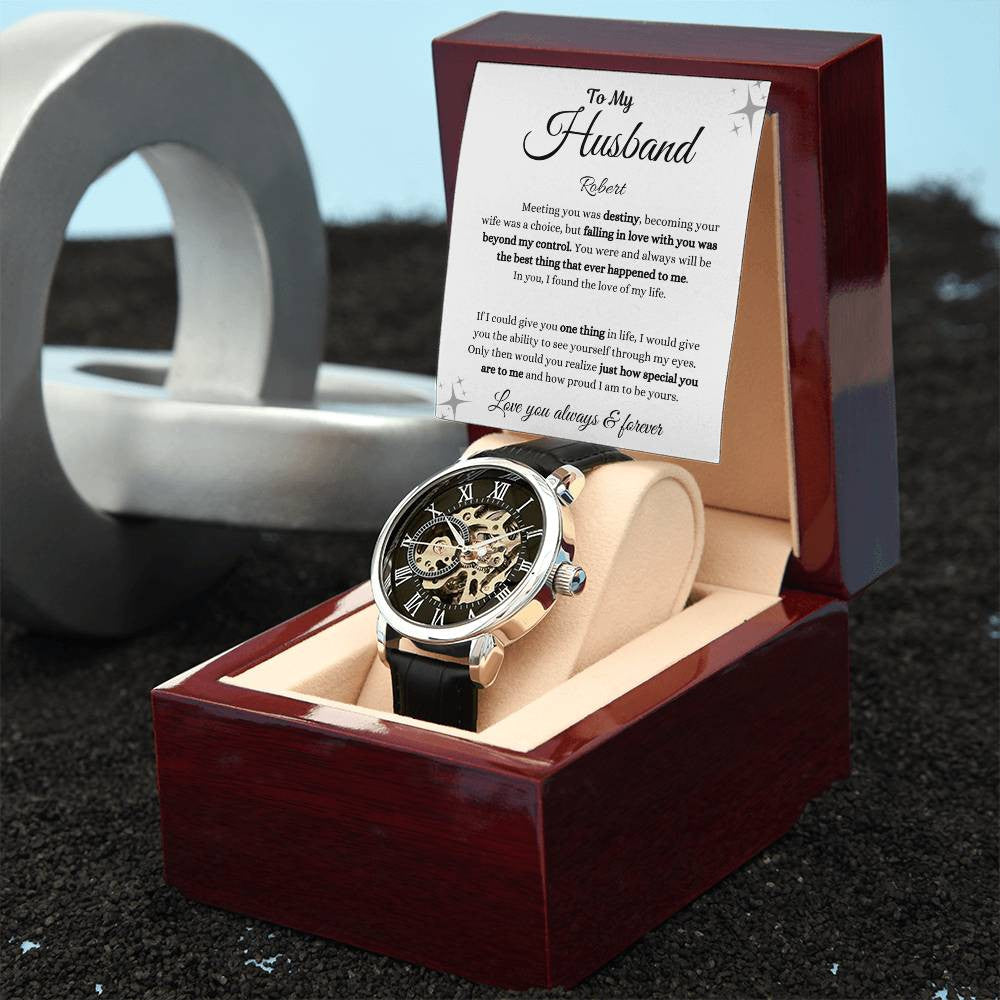 Personalized Men's Openwork Watch To My Husband