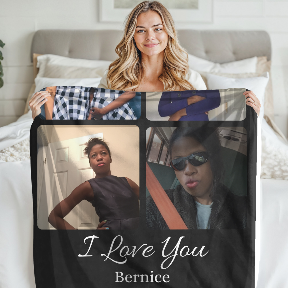 personalized Photo Blanket I Love You