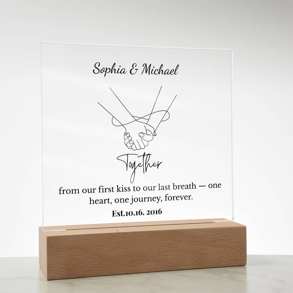 Personalized Together One Heart One Journey Acrylic Square Plaque