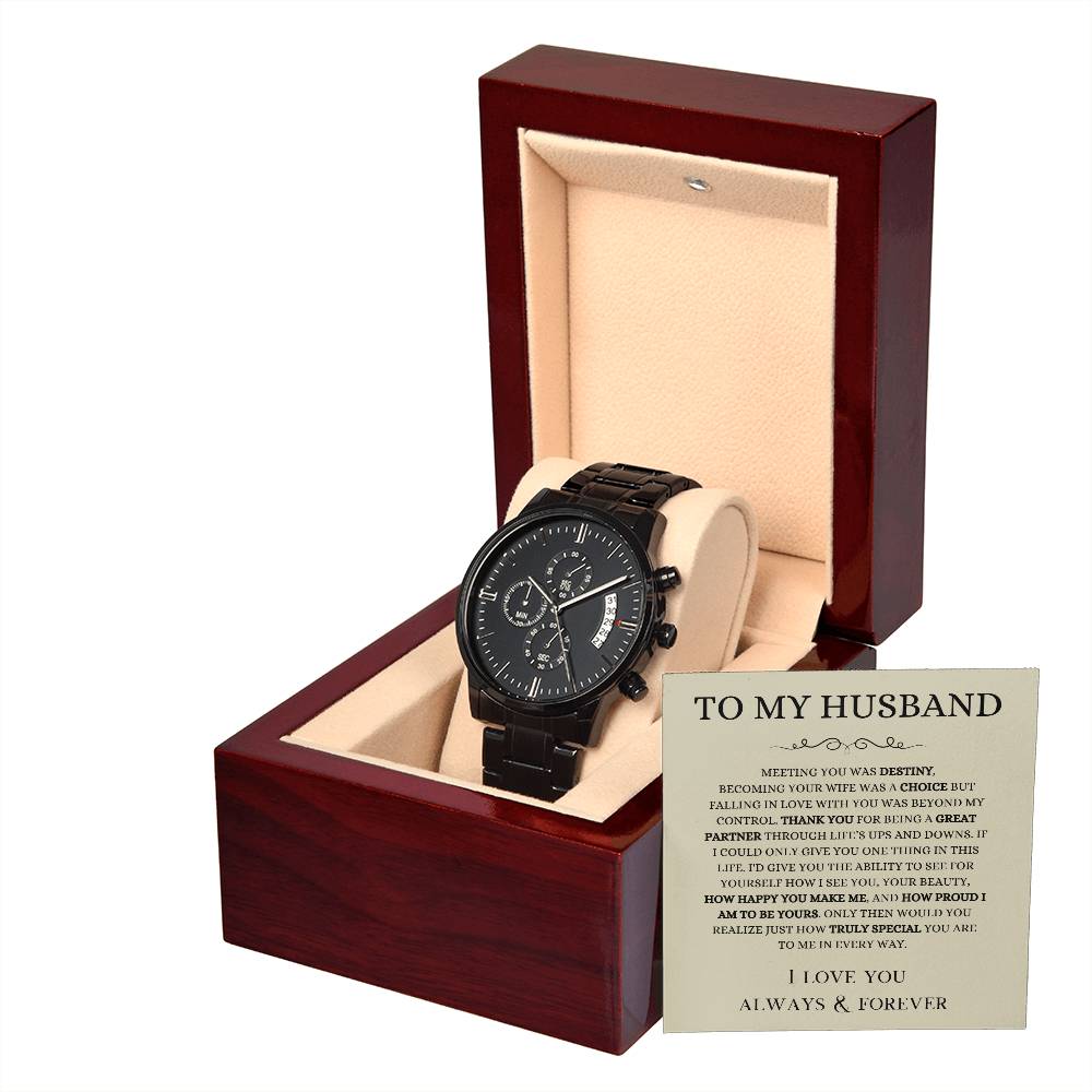 Black Chronograph Watch To My Husband