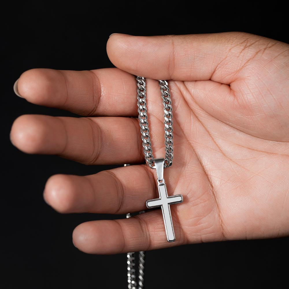 Cuban Link Chain with Artisan Cross Son To My Dad