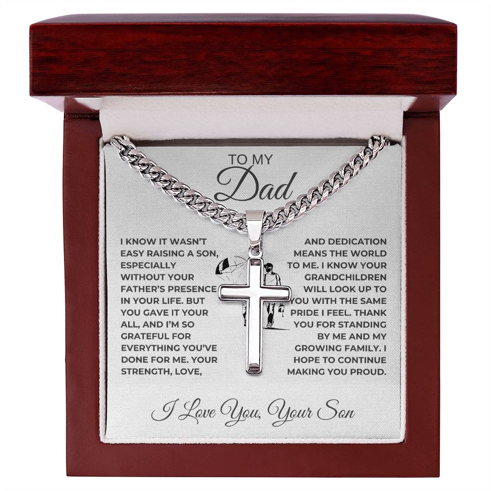 Cuban Link Chain with Artisan Cross Son To My Dad