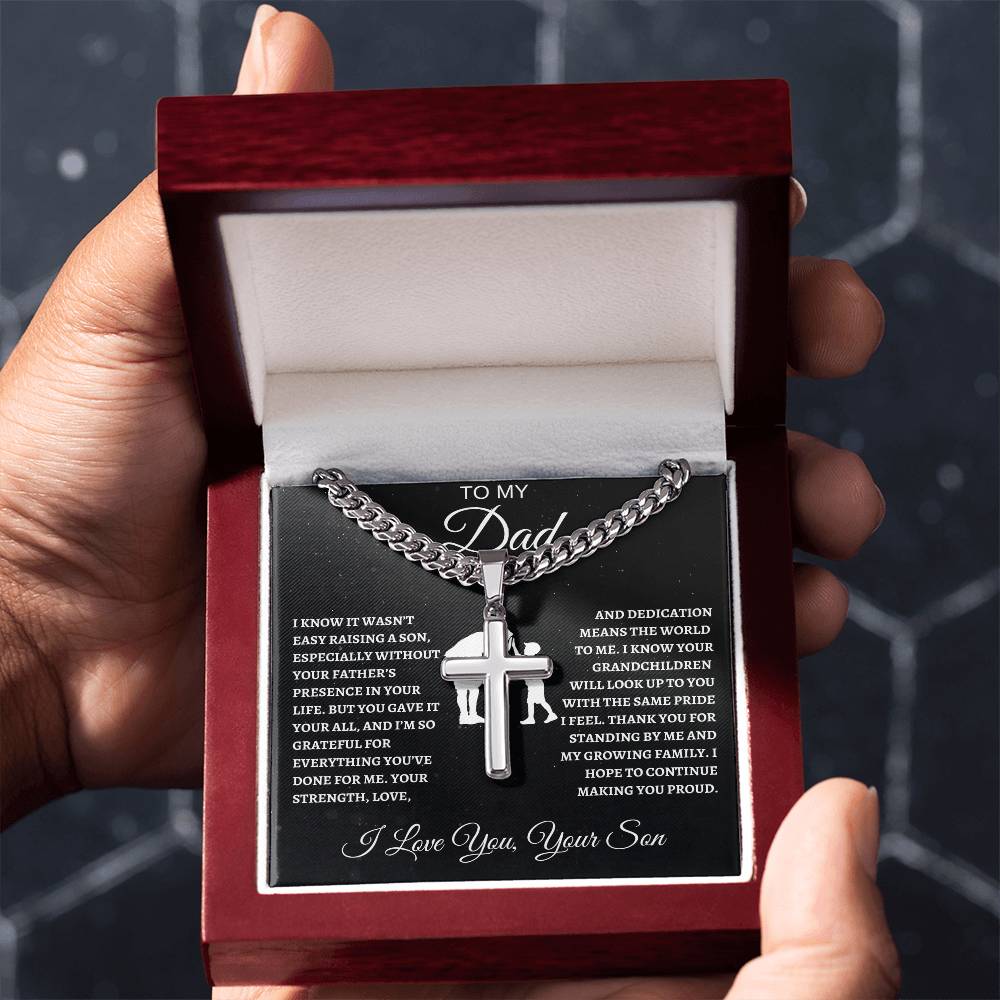 Cuban Link Chain with Artisan Cross Son To My Dad