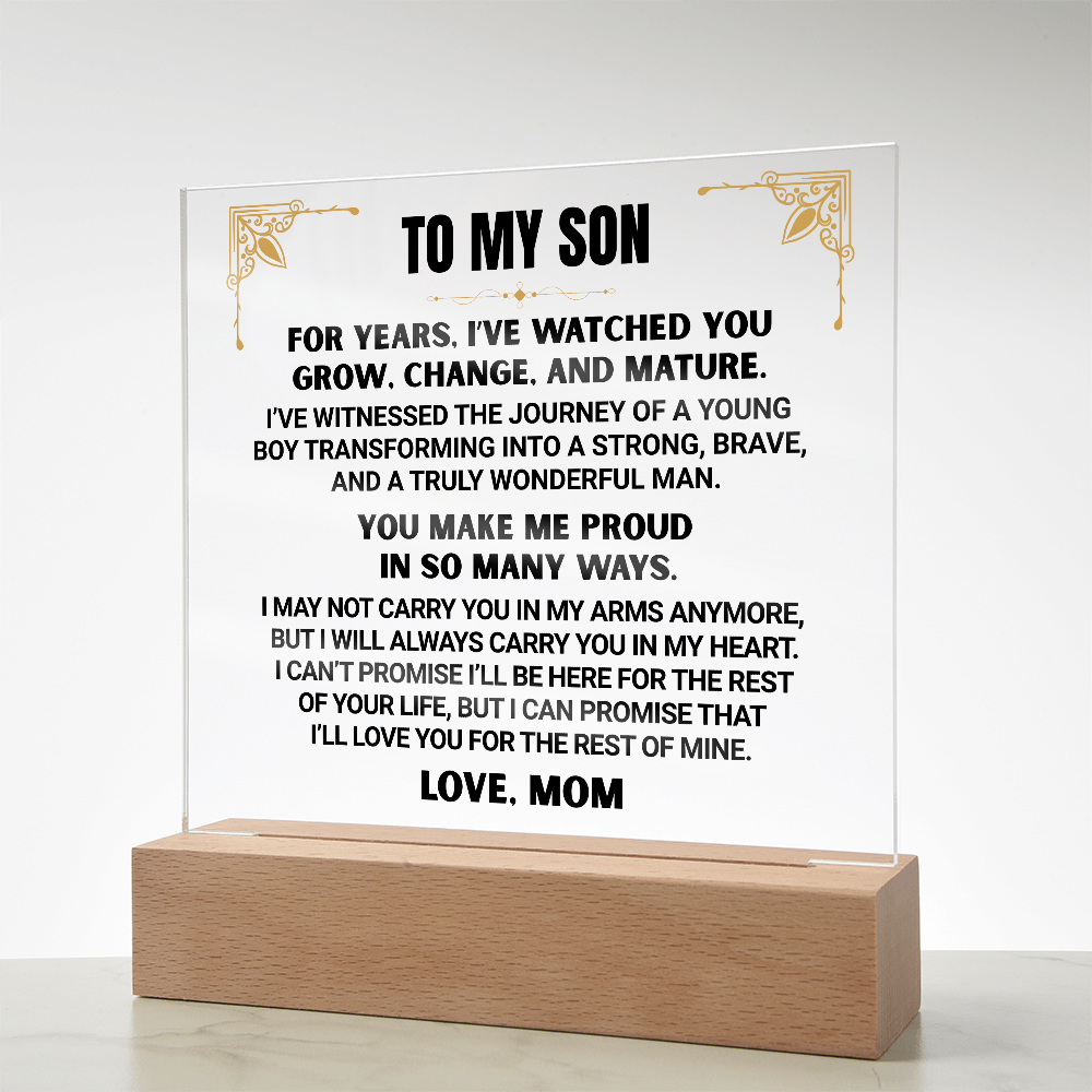 I've Watched You Grow, To My Son | From Mom Acrylic Square Plaque