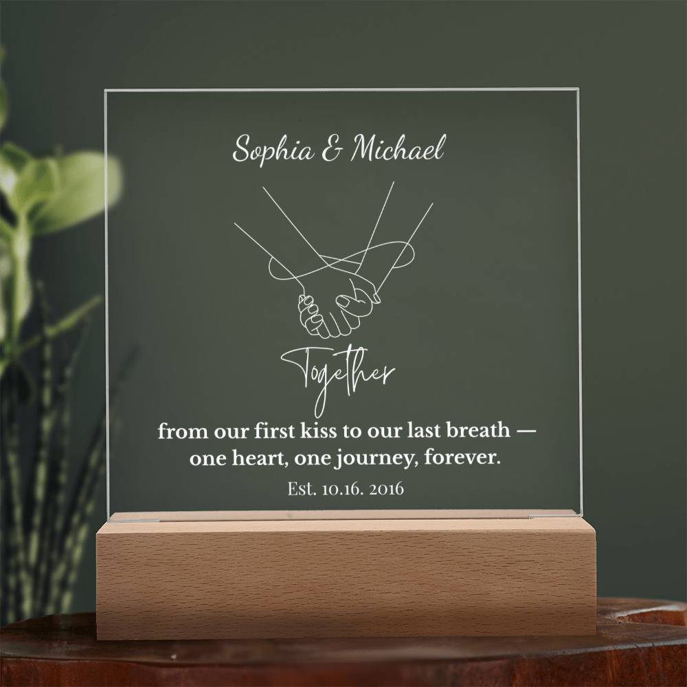 Personalized Together One Heart One Journey Acrylic Square Plaque