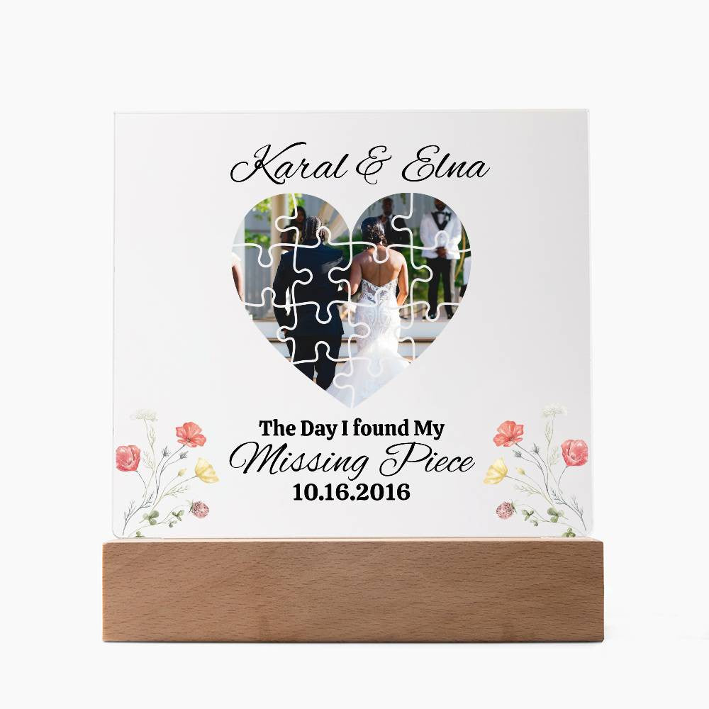 Personalized couple Puzzle Square Plaque