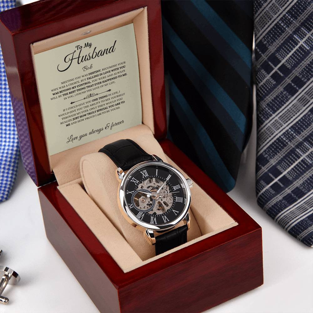 Personalized Men's Openwork Watch To My Husband