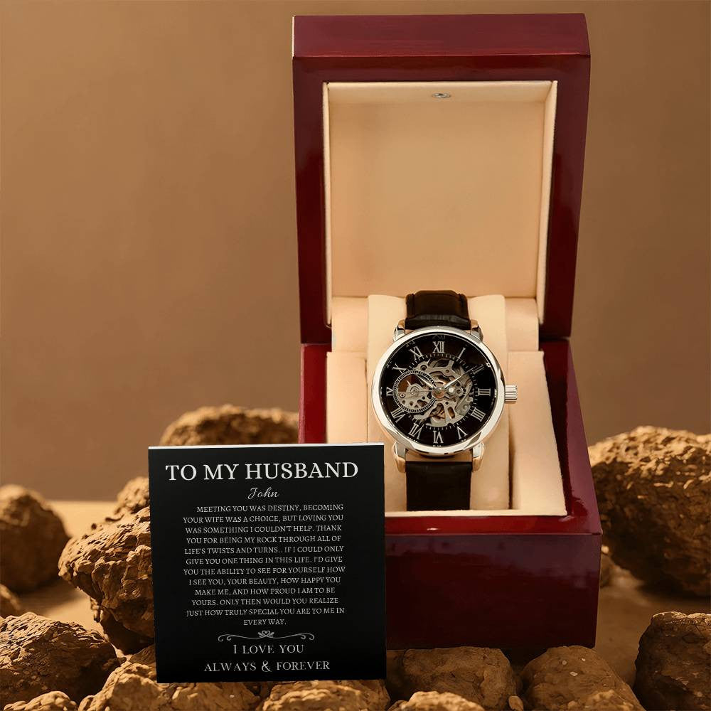 Personalized Men's Openwork Watch Meeting You Was Destiny To My Husband
