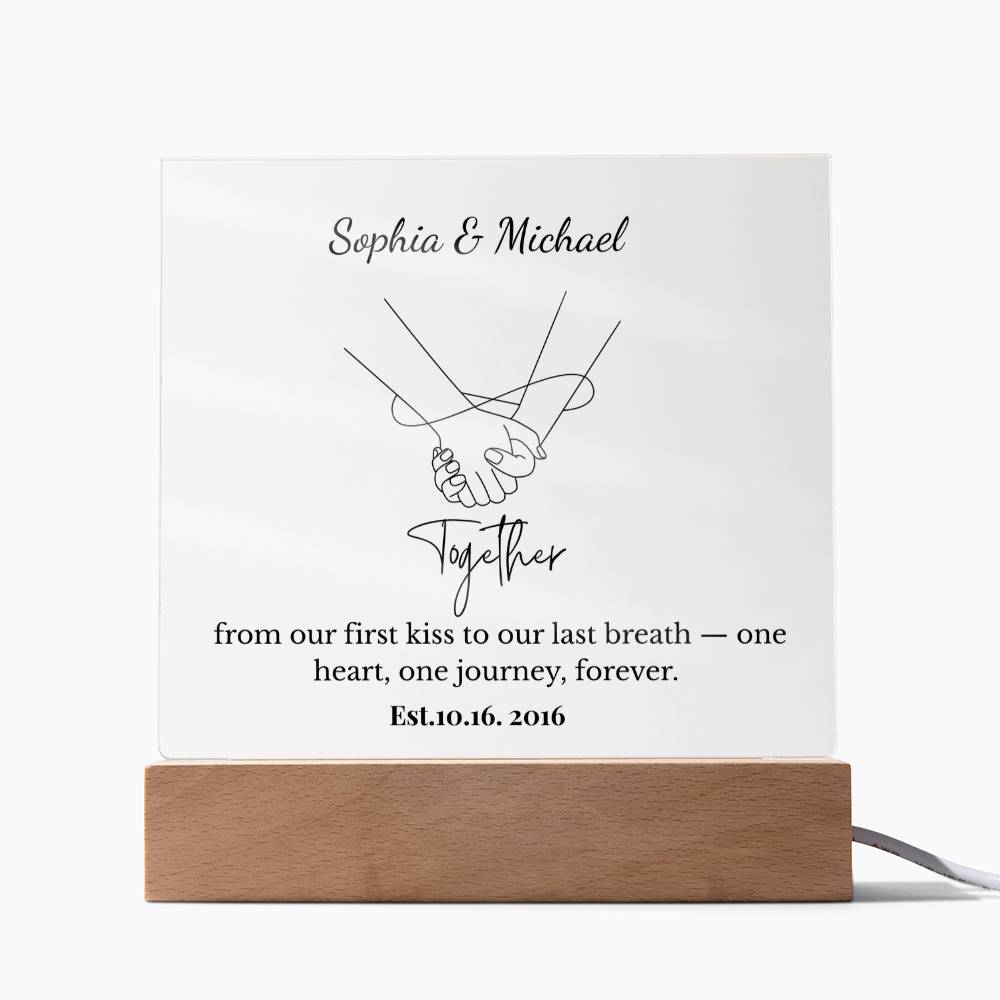 Personalized Together One Heart One Journey Acrylic Square Plaque