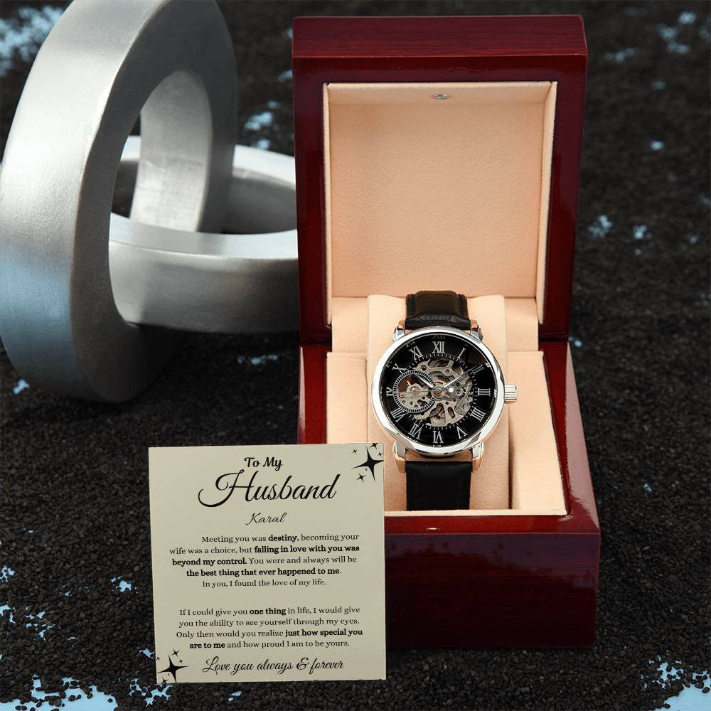 Personalized Men's Openwork Watch To My Husband