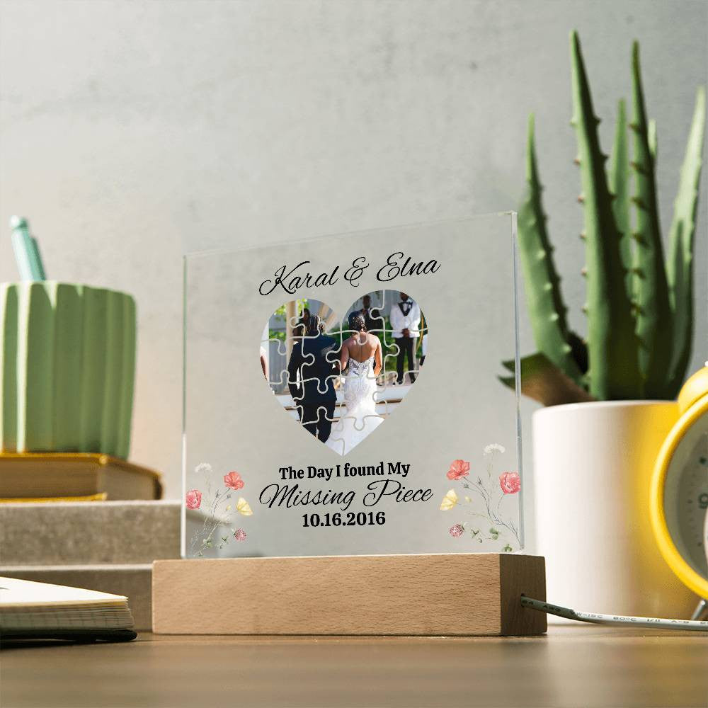 Personalized couple Puzzle Square Plaque