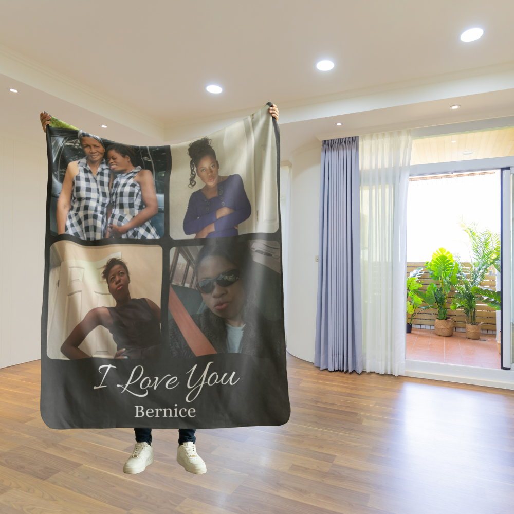 personalized Photo Blanket I Love You