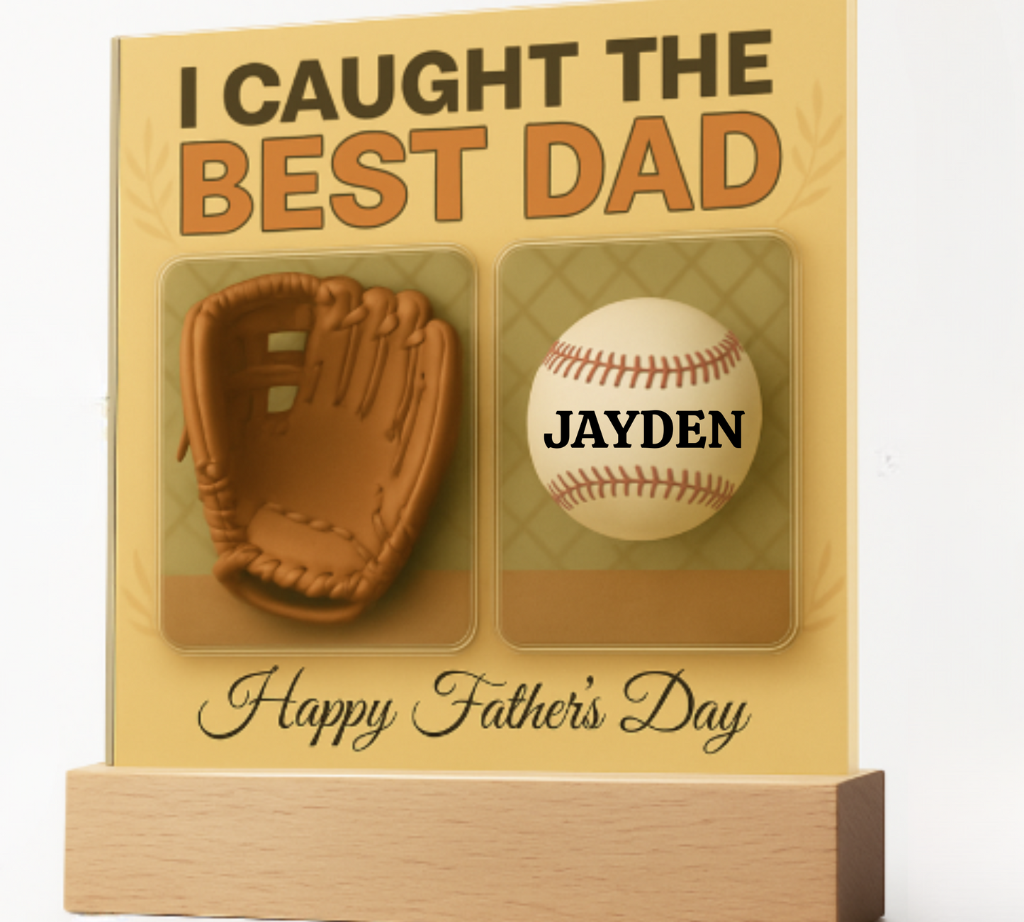 We Caught the Best Dad | Personalized Baseball Glove Acrylic Plaque