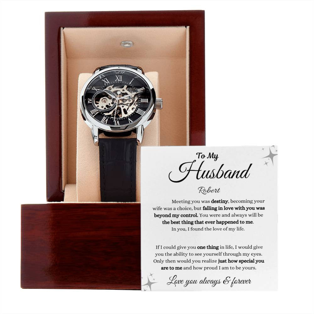 Personalized Men's Openwork Watch To My Husband