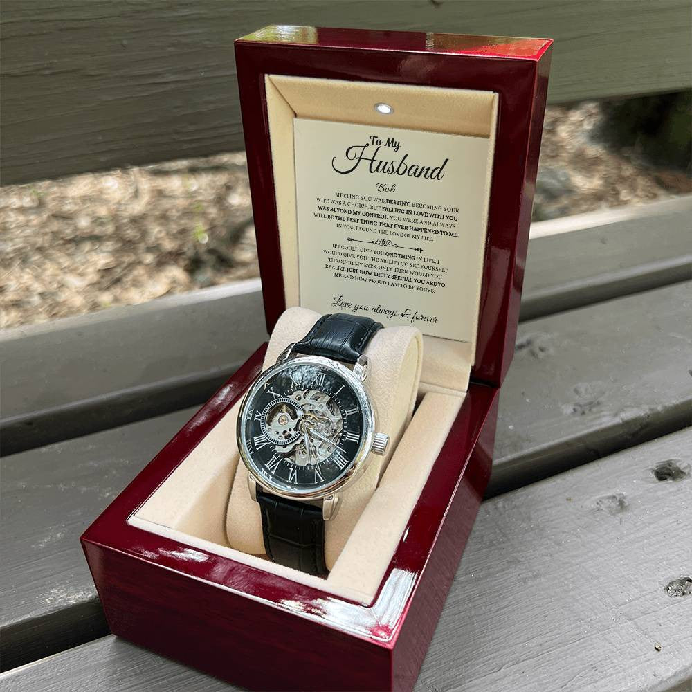 Personalized Men's Openwork Watch  To My Husband