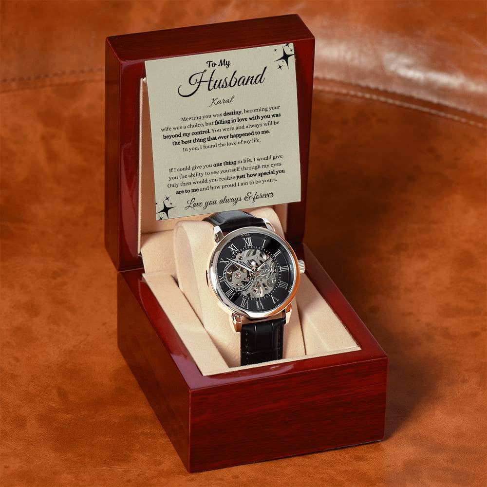Personalized Men's Openwork Watch  To My Husband
