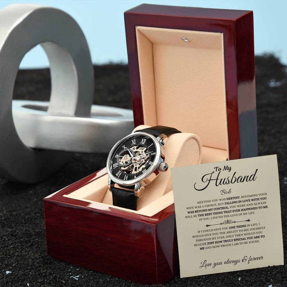 Personalized Men's Openwork Watch  To My Husband