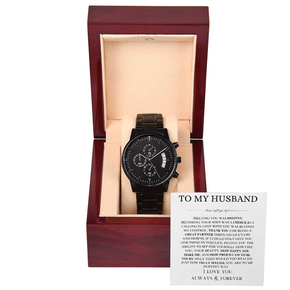 Black Chronograph Watch To My Husband