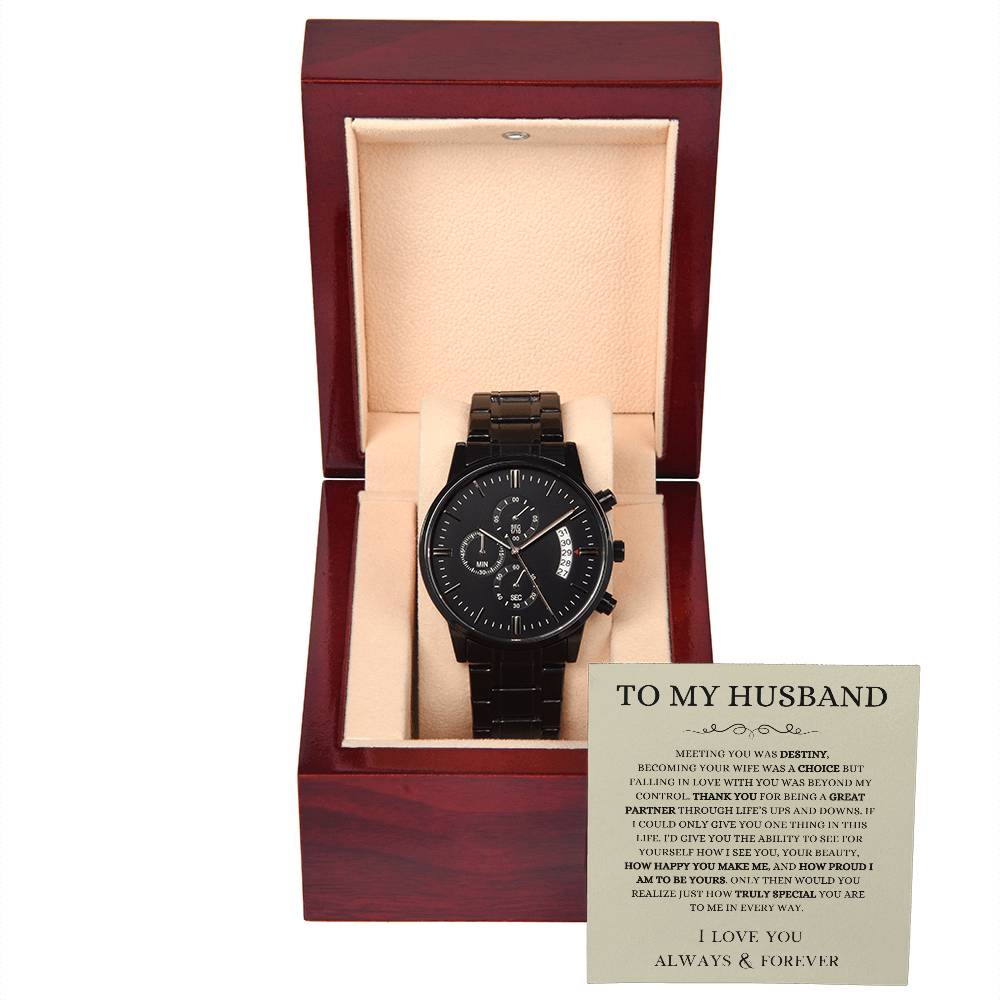 Black Chronograph Watch To My Husband
