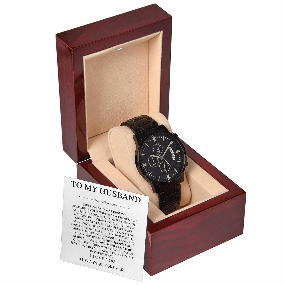 Black Chronograph Watch To My Husband