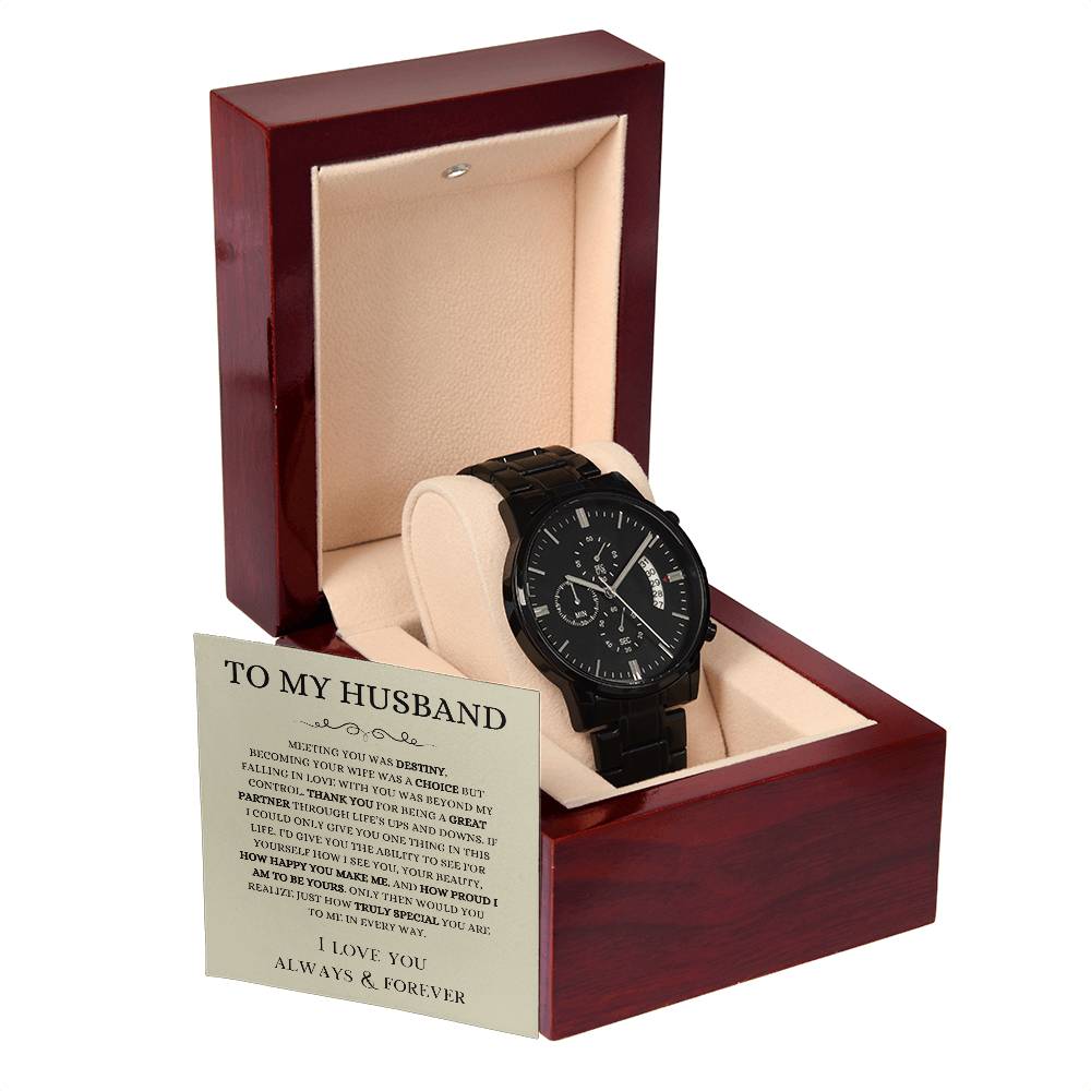 Black Chronograph Watch To My Husband