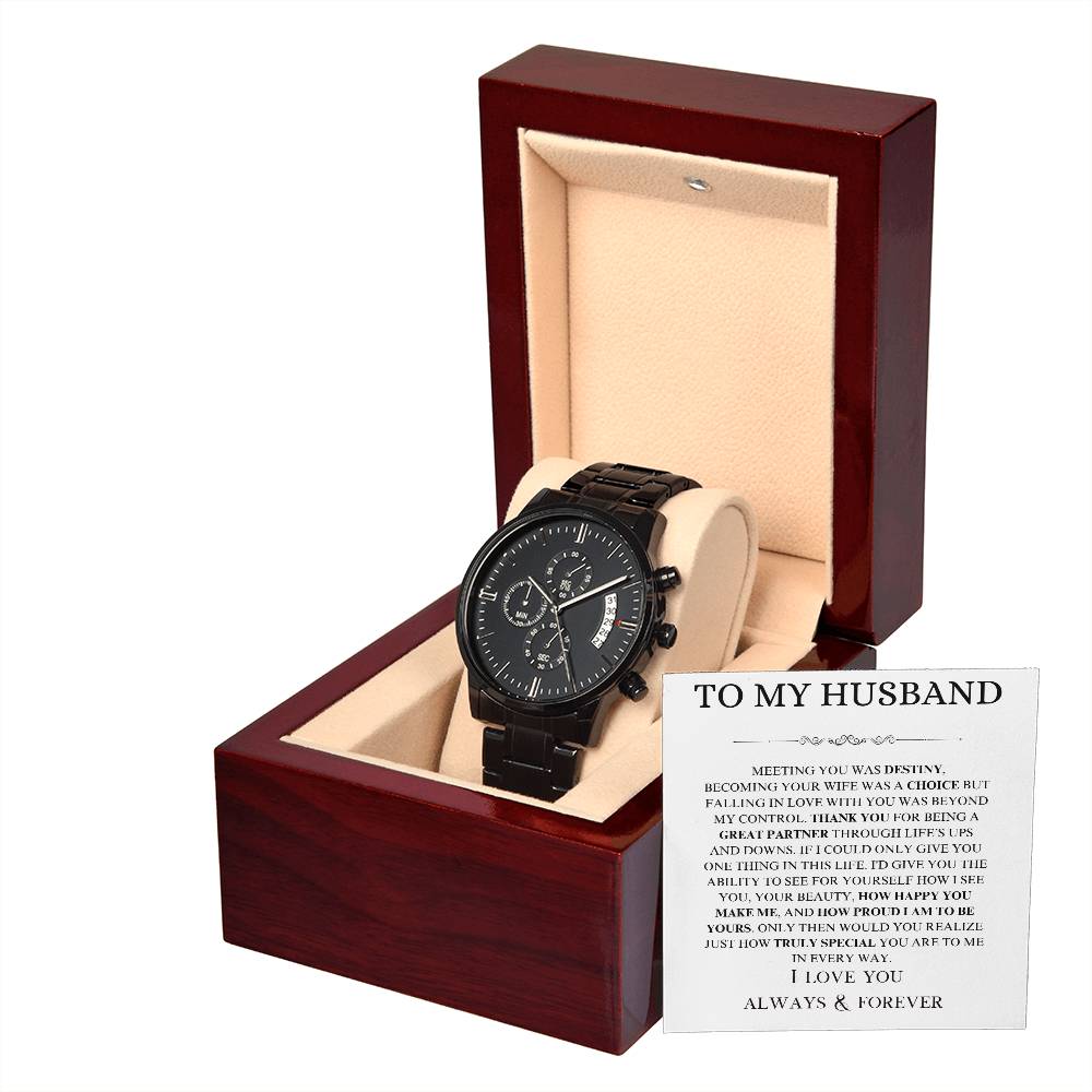 Black Chronograph Watch To My Husband