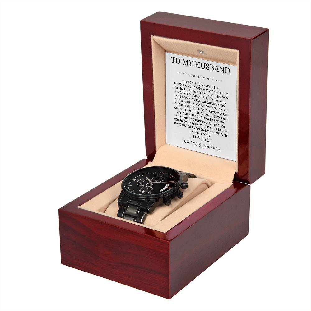 Black Chronograph Watch To My Husband