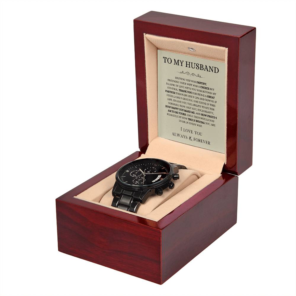 Black Chronograph Watch To My Husband