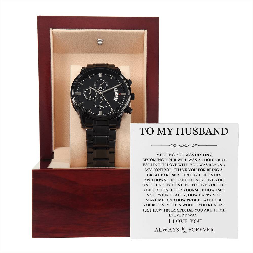 Black Chronograph Watch To My Husband