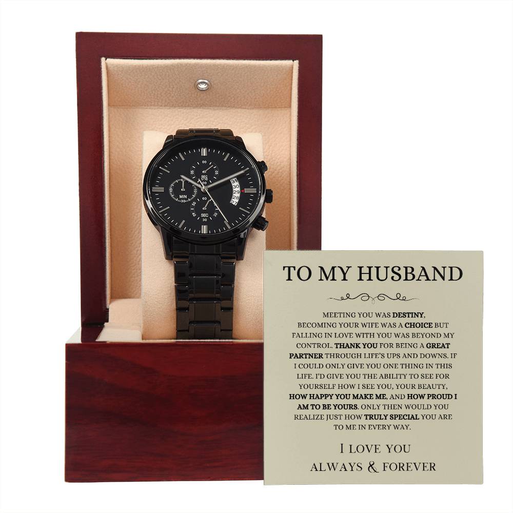 Black Chronograph Watch To My Husband