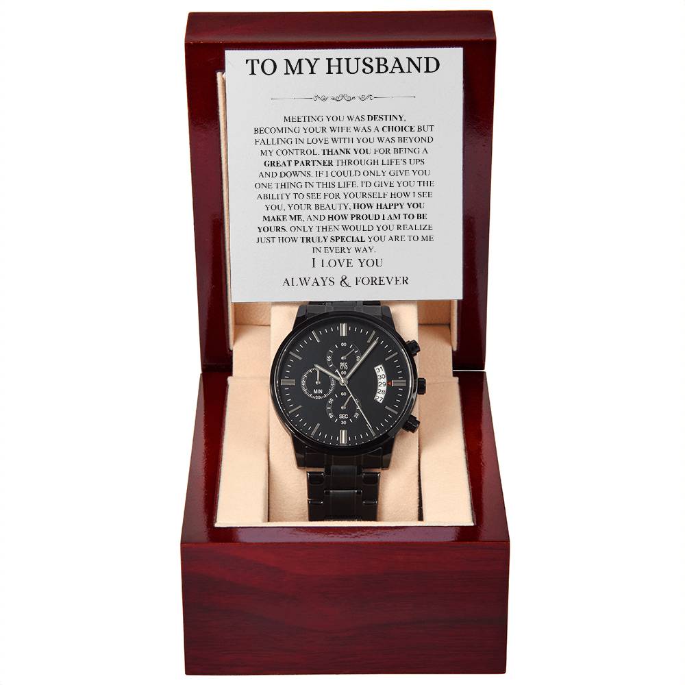 Black Chronograph Watch To My Husband
