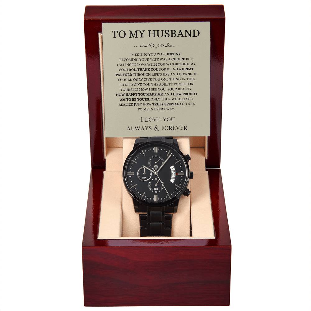 Black Chronograph Watch To My Husband
