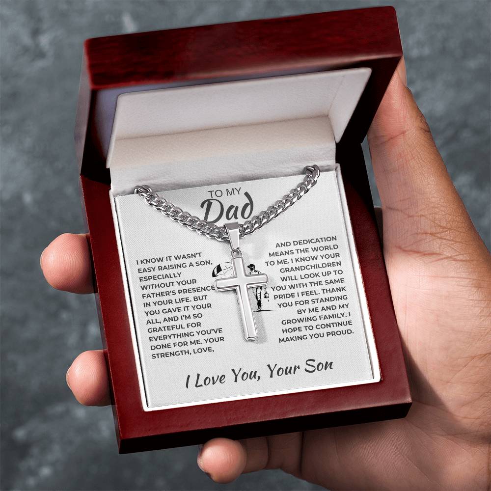 Cuban Link Chain with Artisan Cross  Son To Dad