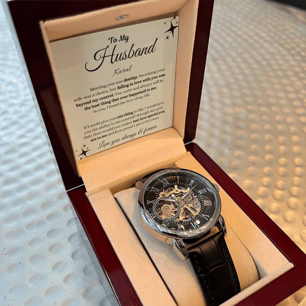 Personalized Men's Openwork Watch  To My Husband